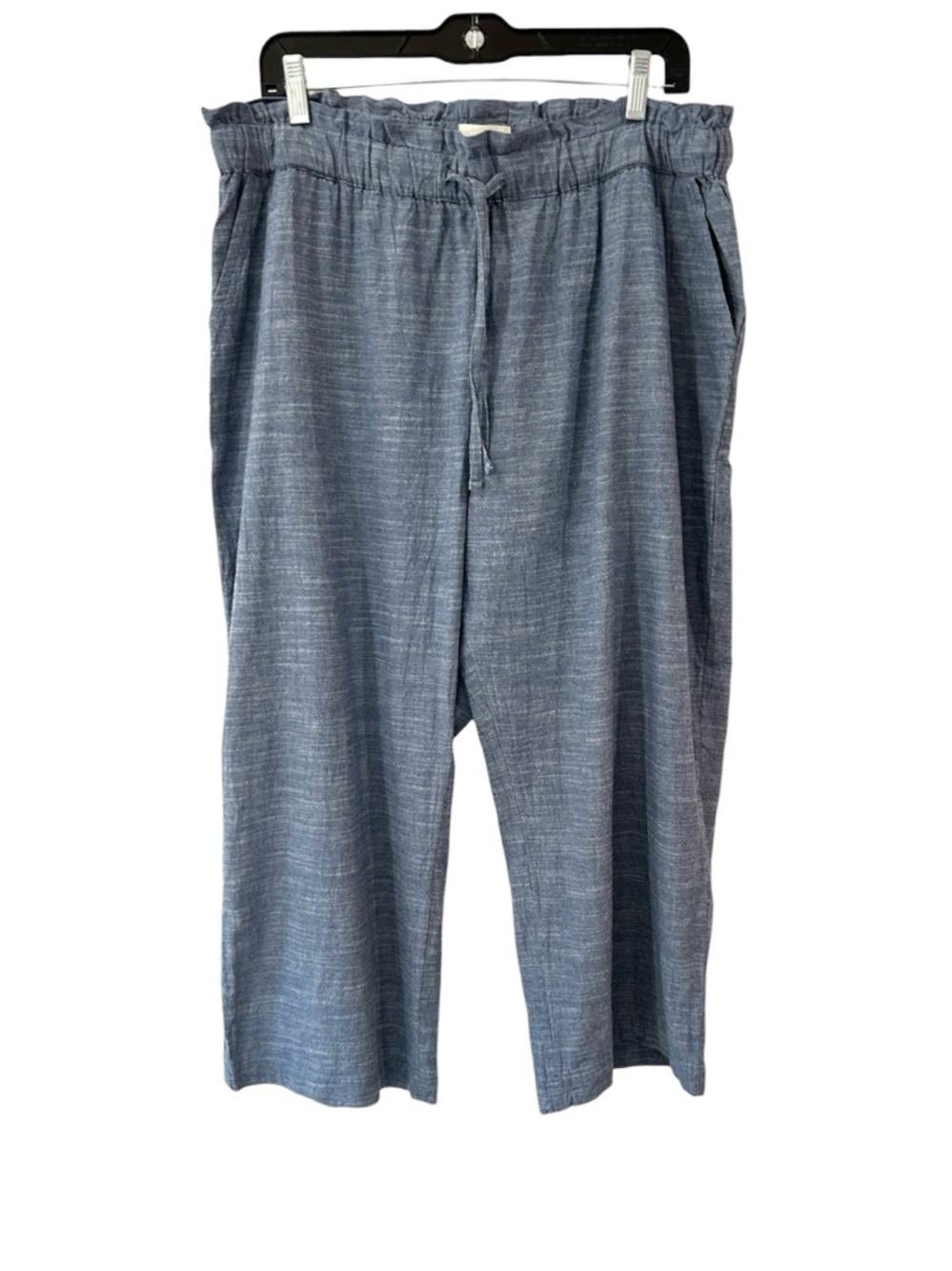 Pact women’s Sunday Pants cropped XL Chambray blue organic cotton beachy NWOT
